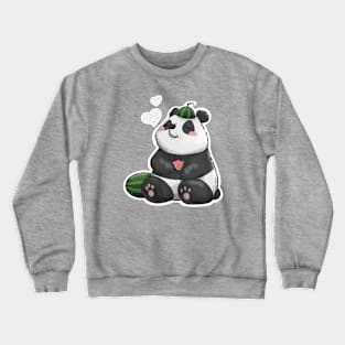 Panda with summertime watermelons Crewneck Sweatshirt